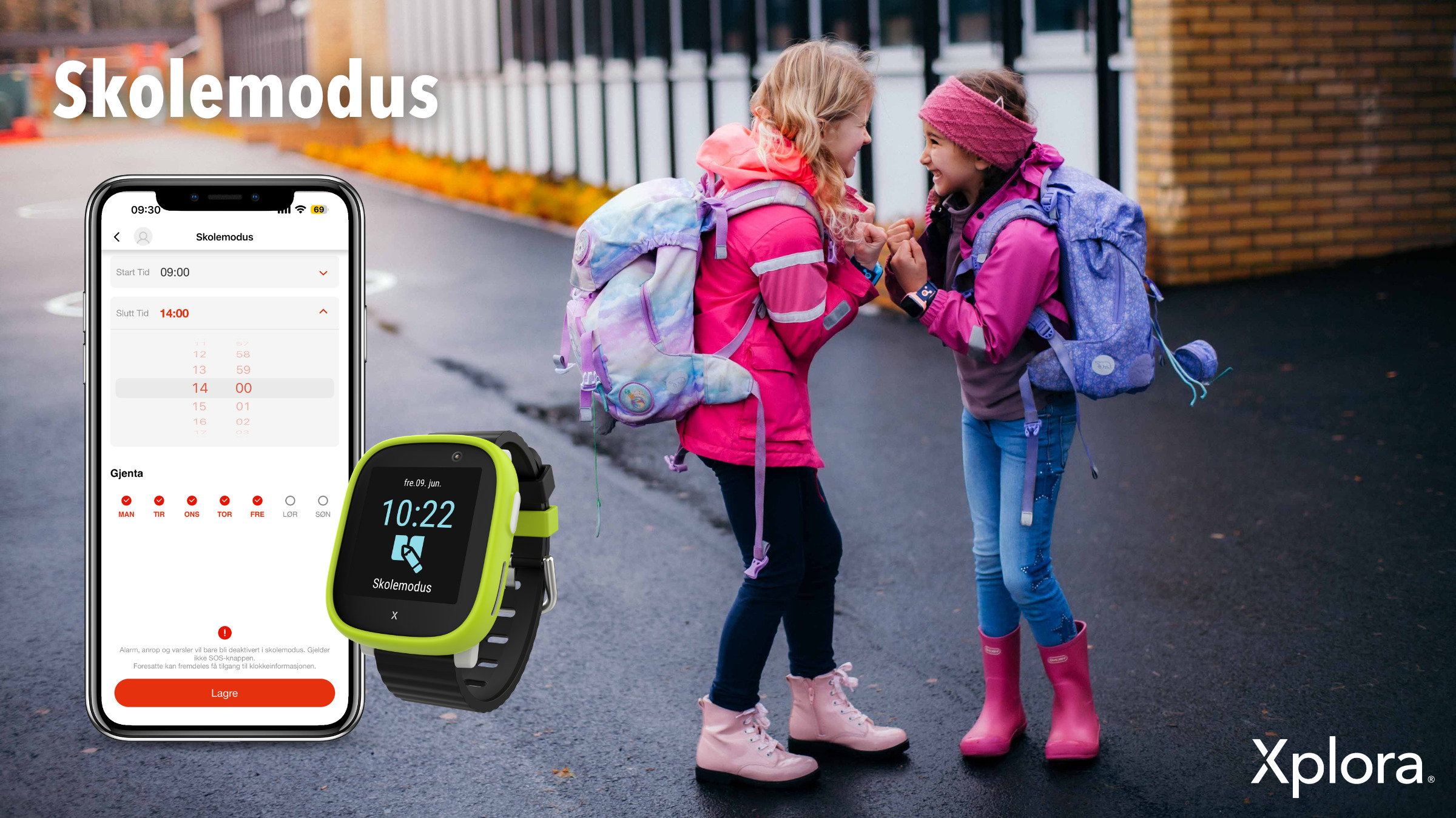 Skolemodus på Xploras smartklokker