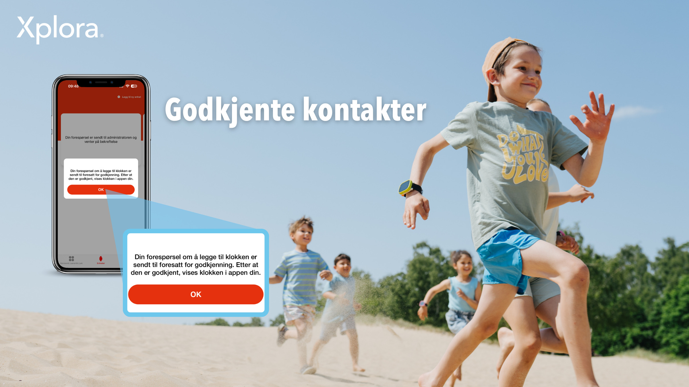 Godkjente kontakter på Xploras smartklokker